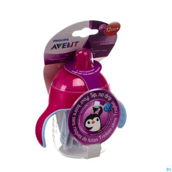 Philips avent gobelet a/fuite pinguin rose   260ml