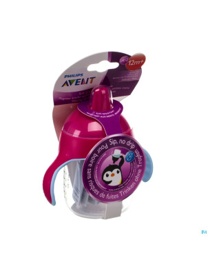 Philips avent gobelet a/fuite pinguin rose   260ml