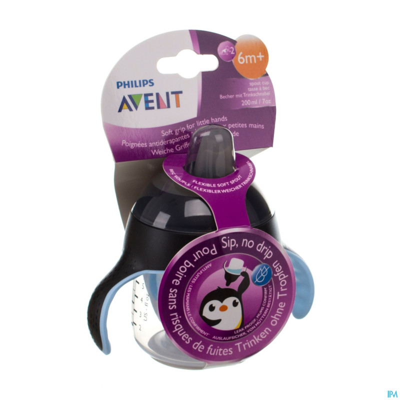 Philips avent gobelet a/fuite pinguin noir   200ml