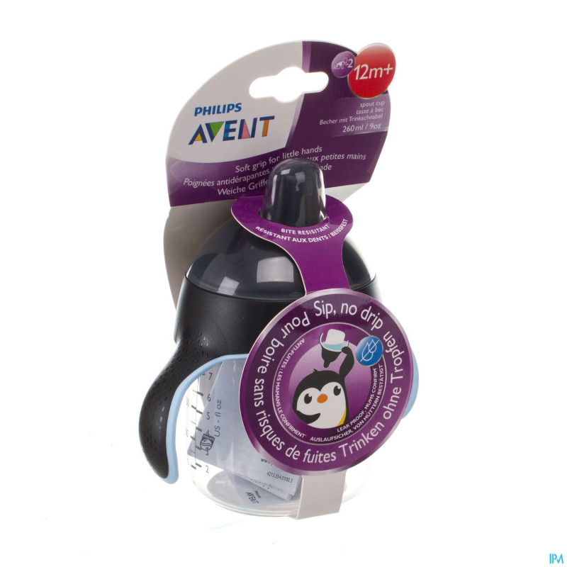Philips avent gobelet a/fuite pinguin noir   260ml