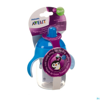 Philips avent gobelet a/fuite pinguin bleu   340ml