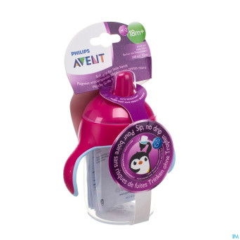 Philips avent gobelet a/fuite pinguin rose   340ml
