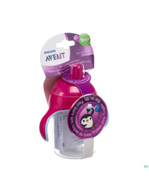 Philips avent gobelet a/fuite pinguin rose   340ml