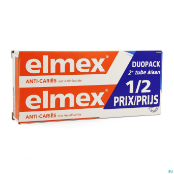 Elmex a/caries dentifrice tube 2x75ml 2eme-50%