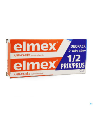 Elmex a/caries dentifrice tube 2x75ml 2eme-50%