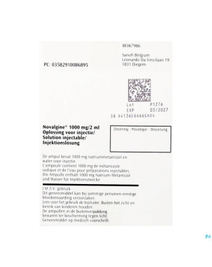 Novalgine im/iv 1000mg/2ml amp. 12