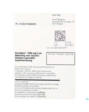 Novalgine im/iv 1000mg/2ml amp. 12