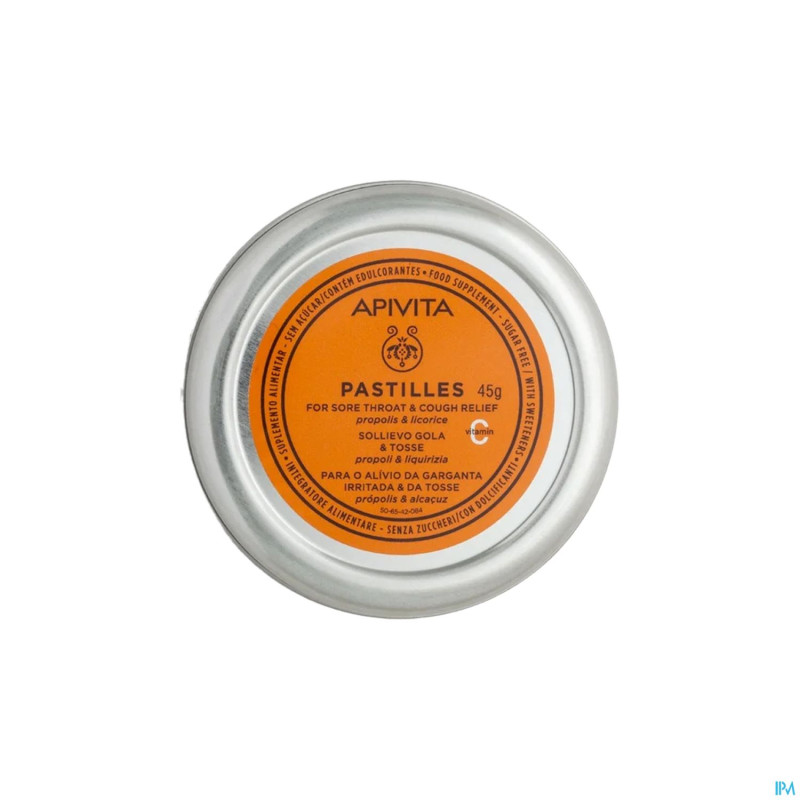 Apivita pastilles gorge&toux propolis reglisse 45g