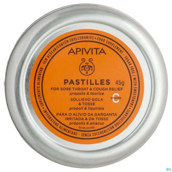 Apivita pastilles gorge&toux propolis reglisse 45g