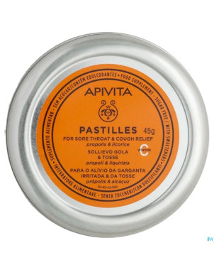 Apivita pastilles gorge&toux propolis reglisse 45g