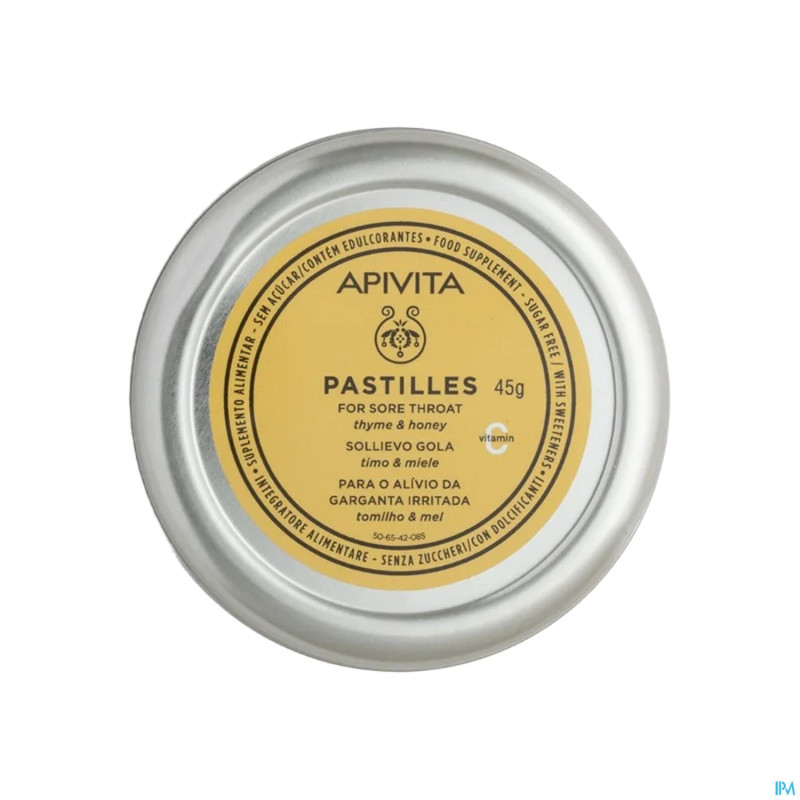 Apivita pastilles maux de gorge thym-miel    45g