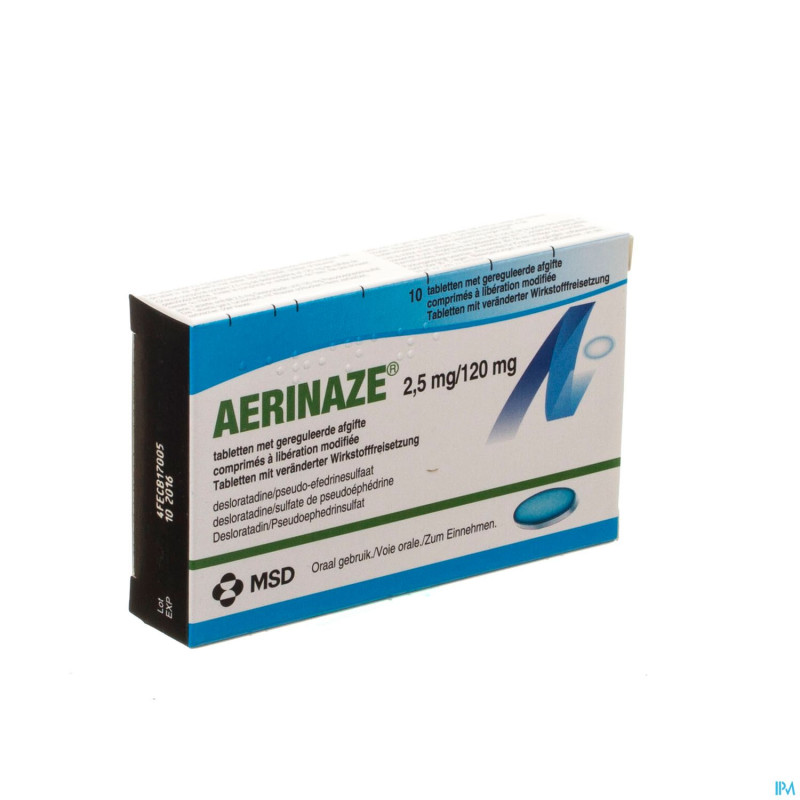 Aerinaze 2,5mg/120mg comp a liberation modifee 10