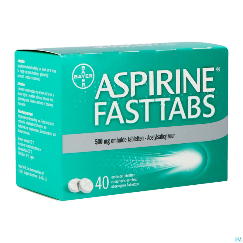Aspirine fasttabs 500mg comp pell  40