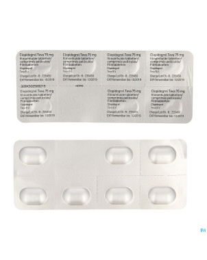 Clopidogrel teva 75mg comp pell 100x75mg