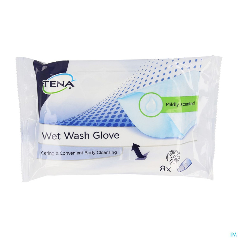 Tena wet wash gloves mildly scented  8 1116