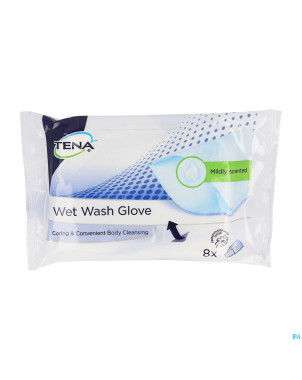 Tena wet wash gloves mildly scented  8 1116