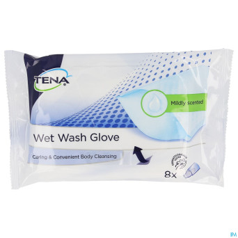 Tena wet wash gloves mildly scented  8 1116