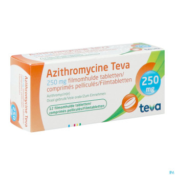 Azithromycine 250 mg teva comp pell 12x250 mg