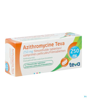 Azithromycine 250 mg teva comp pell 12x250 mg