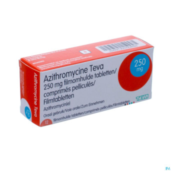 Azithromycine 250 mg teva comp pell 12x250 mg