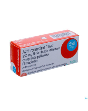 Azithromycine 250 mg teva comp pell 12x250 mg