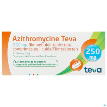 Azithromycine 250 mg teva comp pell 12x250 mg