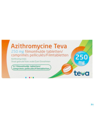 Azithromycine 250 mg teva comp pell 12x250 mg