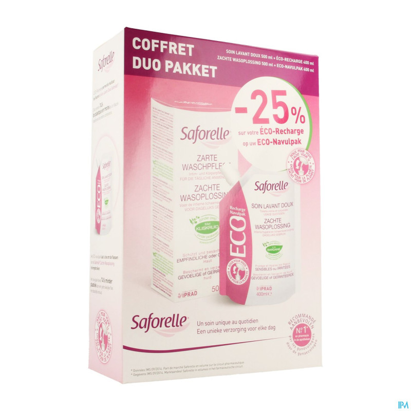 Saforelle duo soin lavant doux500ml+ecocharge400ml