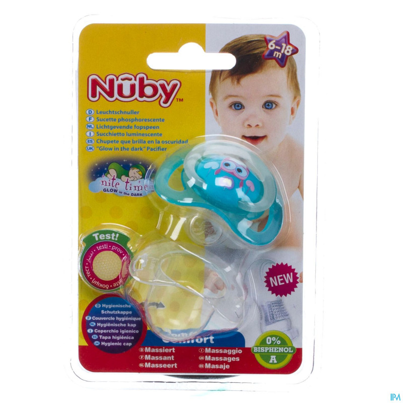 Nuby c sucette polyprop. ortho lumineuse 6-18m