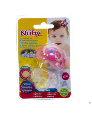 Nuby c sucette polyprop. ortho lumineuse 6-18m