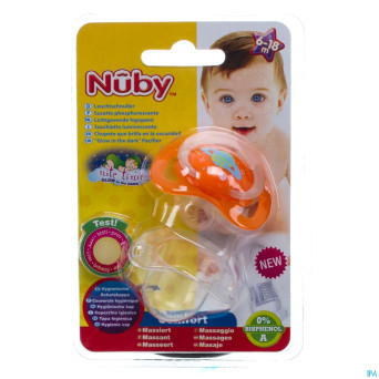 Nuby c sucette polyprop. ortho lumineuse 6-18m