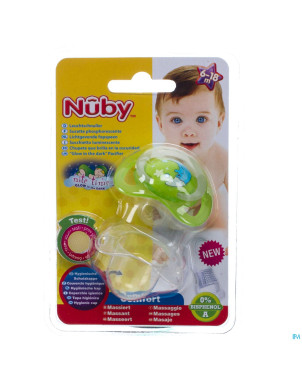 Nuby c sucette polyprop. ortho lumineuse 6-18m