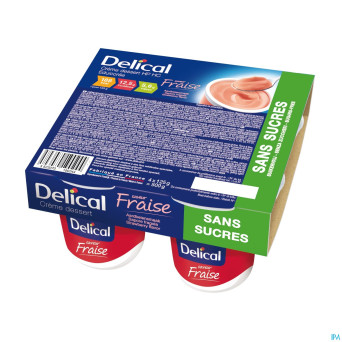 Delical creme dessert hp-hc s/sucre fraise  4x125g