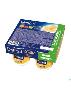 Delical creme dessert hp-hc s/sucre vanille 4x125g