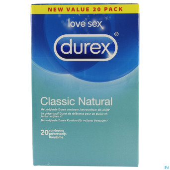 Durex classic natural    preservatifs 20
