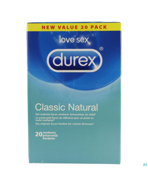Durex classic natural    preservatifs 20