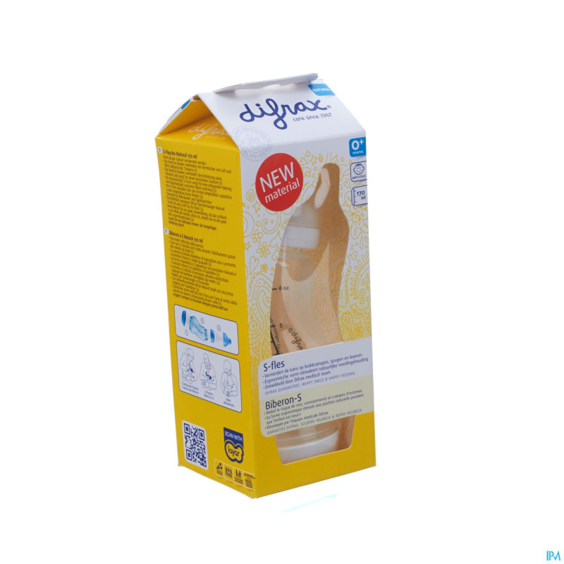 Difrax biberon-s natural blanc 170ml