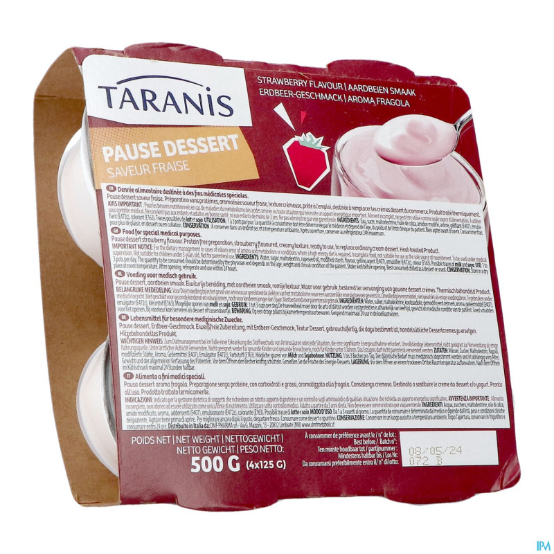 Taranis pause dessert fraise   4x125g 4690 revogan
