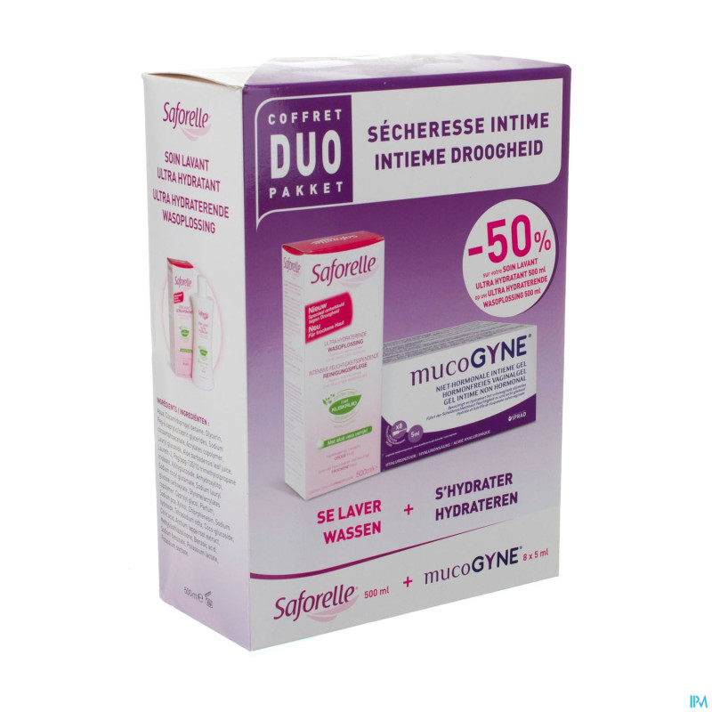 Saforelle duo soin lavant hydr.500ml+mucogyne8x5ml