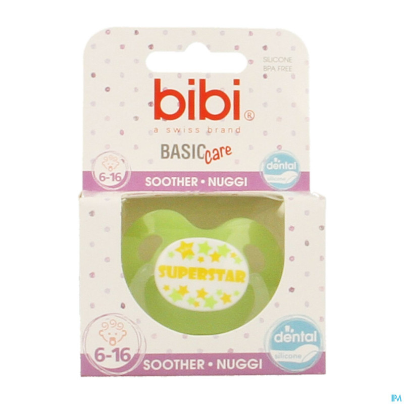 Bibi sucette dental superstar vert bc    6-16m