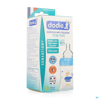 Dodie biberon sensation+ bleu ourson 0-6m    150ml