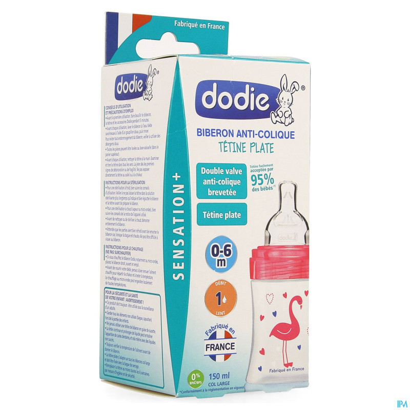Dodie biberon sensation+ rose flamant 0-6m   150ml