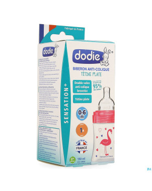 Dodie biberon sensation+ rose flamant 0-6m   150ml