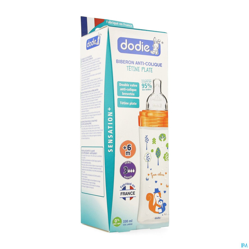 Dodie biberon sensation+ orange foret +6m    330ml
