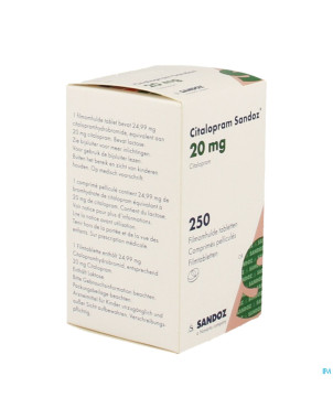 Citalopram sandoz 20 mg comp pell pot 250x20mg