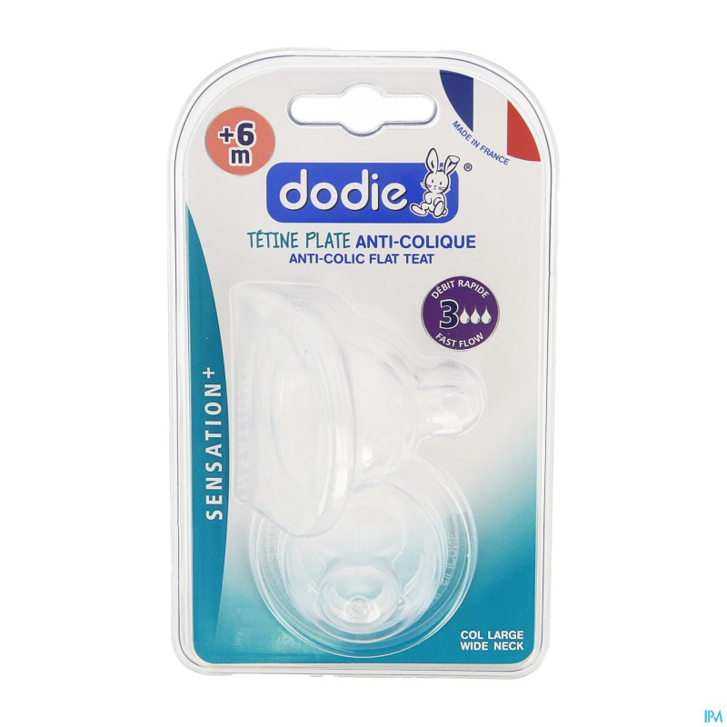 Dodie tetine plate col large sil. debit3 +6m