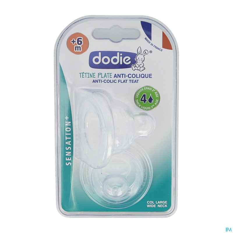 Dodie tetine plate col large sil. debit4 epais +6m