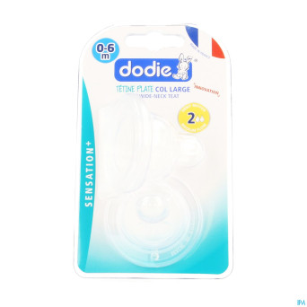 Dodie tetine plate col large sil. debit 2 0-6m