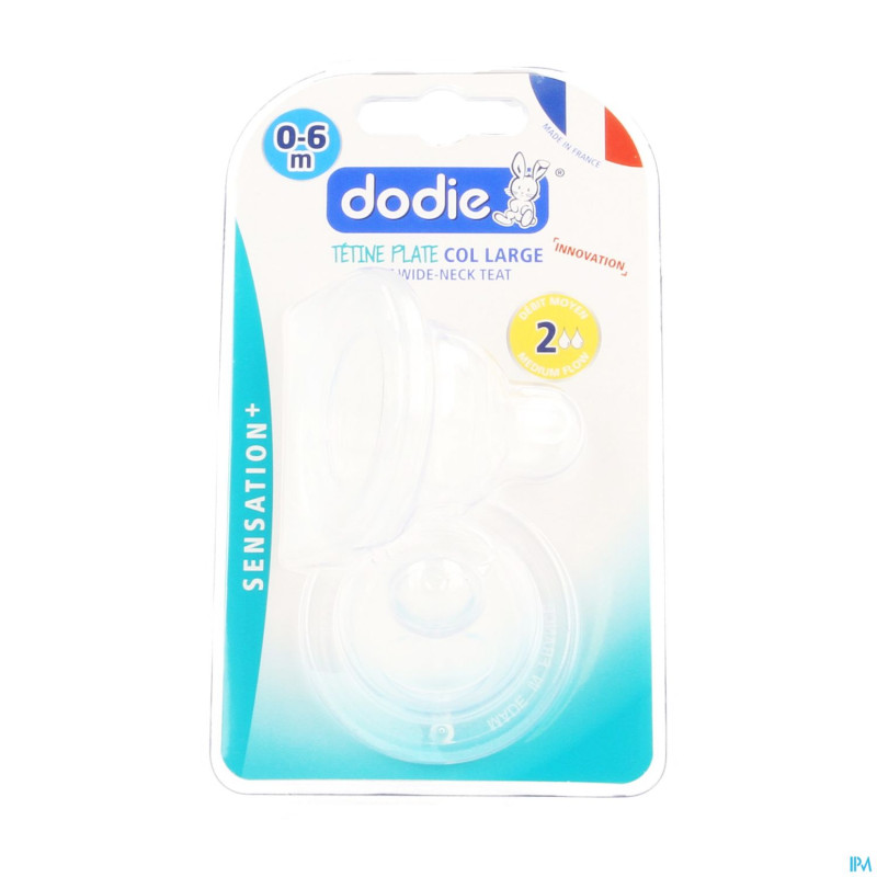 Dodie tetine plate col large sil. debit 2 0-6m