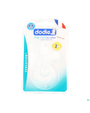 Dodie tetine plate col large sil. debit 2 0-6m